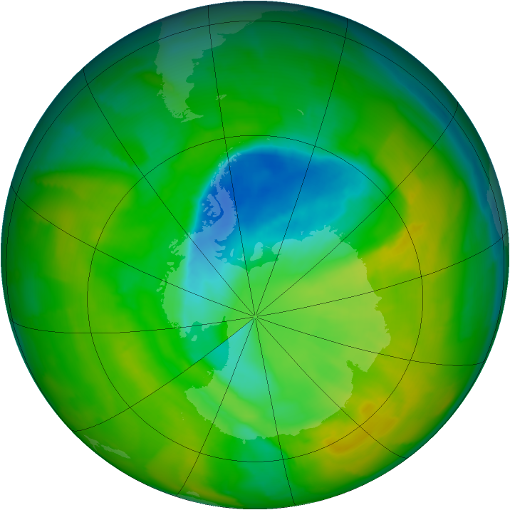 Antarctic ozone map for 15 November 2012